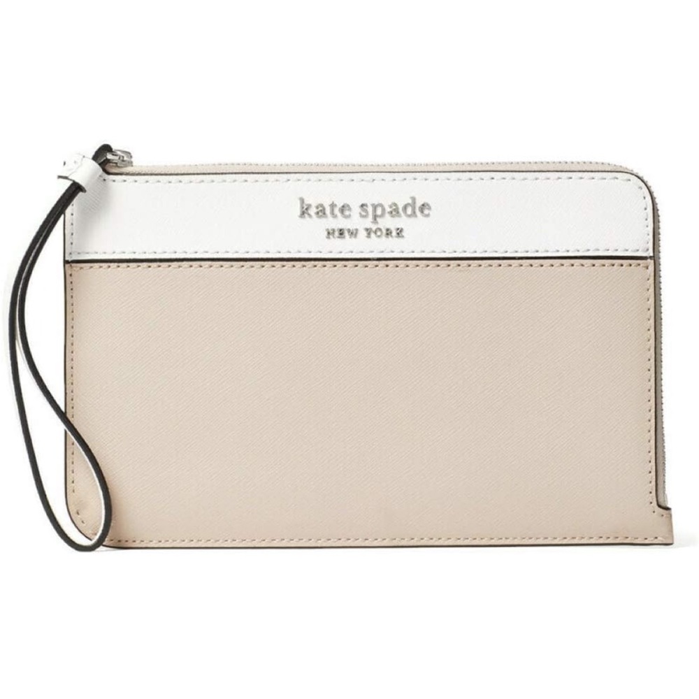 Kate Spade Cameron Wristlet Beige and White